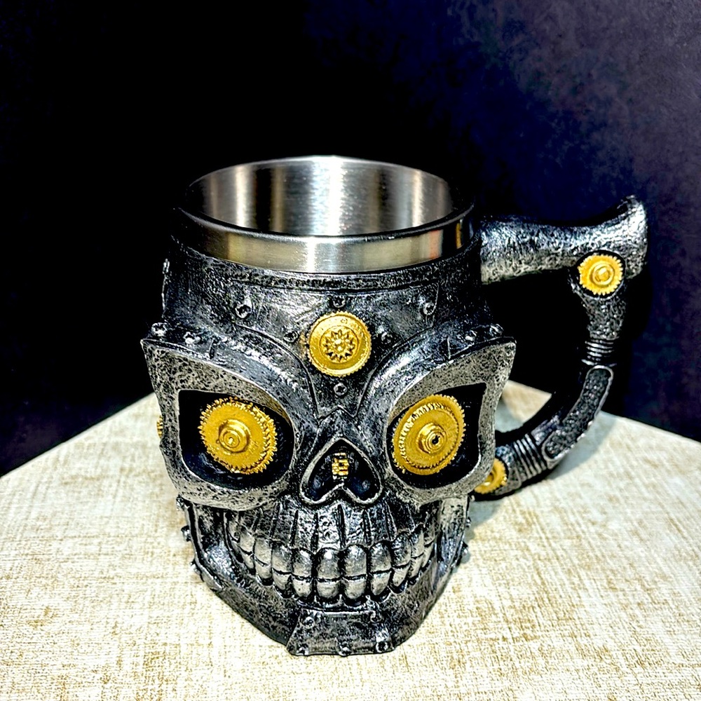 Steampunk Skull Mug / Gear Head Skull Mug